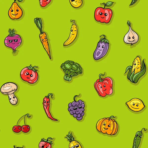 Ilustración del patrón de frutas y verduras — Vector de stock