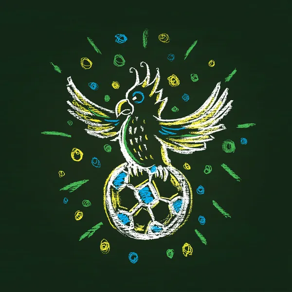 Ilustración de la composición tiza con una pelota de fútbol — Vector de stock