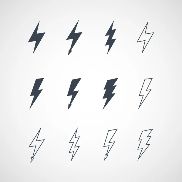 Illustration av vektor lightning Ikonuppsättning — Stock vektor