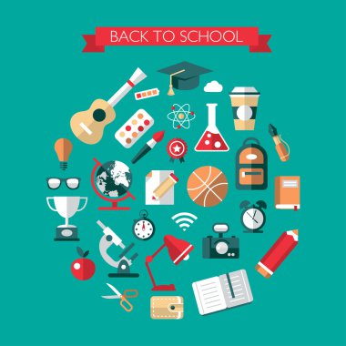 illustratie van vector school platte ontwerp samenstelling