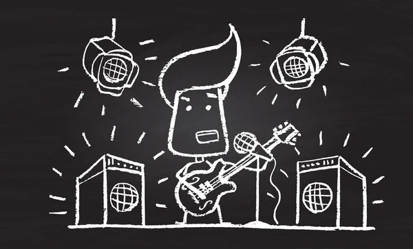 Ilustração de personagem giz com guitarra —  Vetores de Stock