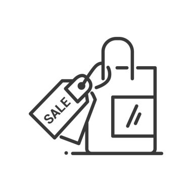 Satışta alışveriş - vektör çizgisi tasarımı tek izole simge