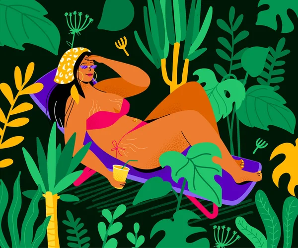 Tropikalne wakacje - kolorowe płaski design stylu ilustracji — Wektor stockowy