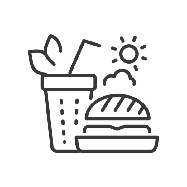 Fast food - vector lijn ontwerp enkele geïsoleerde pictogram — Stockvector