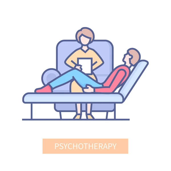 Psychothérapie - ligne multicolore moderne icône de style de conception — Image vectorielle