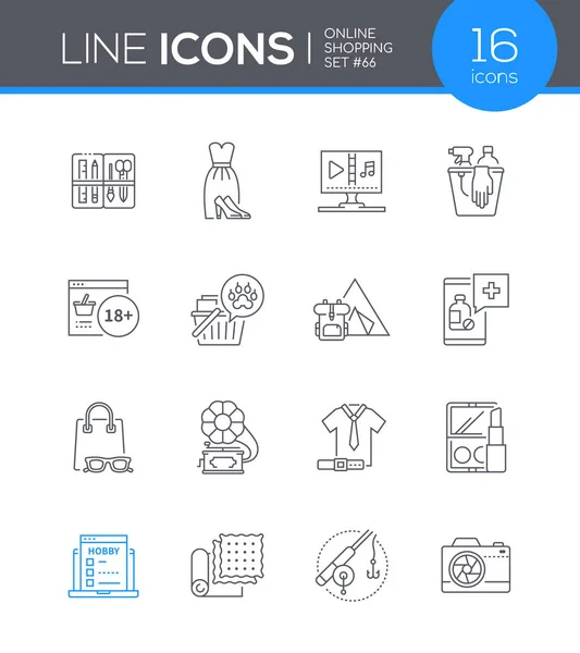 Compras en línea - conjunto de iconos de diseño de línea moderna — Vector de stock