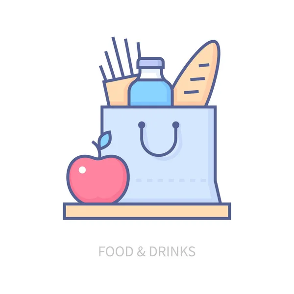Yiyecek ve içecekler - modern çizgi tasarım simgesi — Stok Vektör