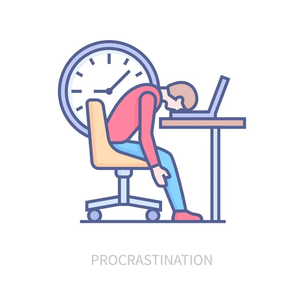 Procrastinación - icono de estilo de diseño de línea multicolor moderno — Vector de stock