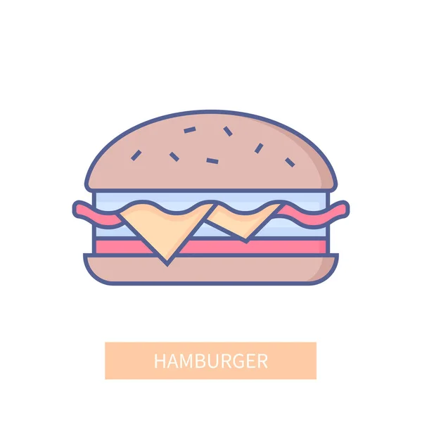 Hamburger - modern renkli çizgi tasarım simgesi — Stok Vektör