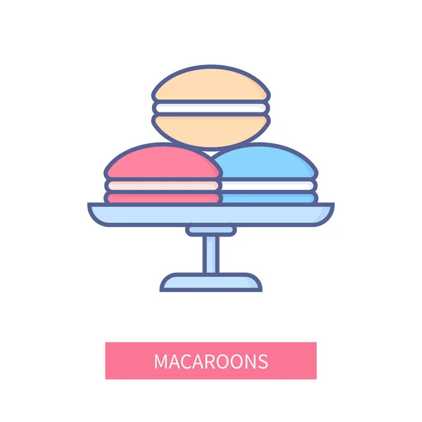 Macarons - icône de style de conception de ligne colorée moderne — Image vectorielle