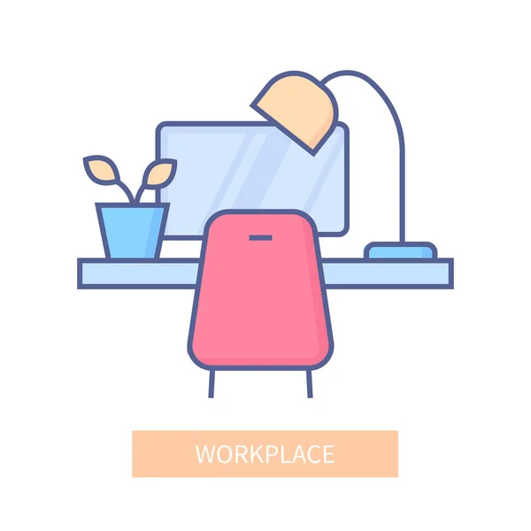 Lugar de trabajo - moderno icono de estilo de diseño de línea multicolor — Vector de stock