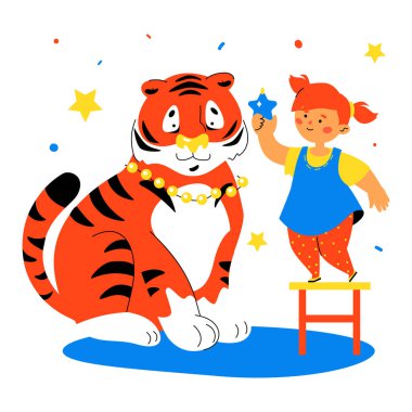 Yeni yılın sembolü - modern düz tasarım biçim illüstrasyonu