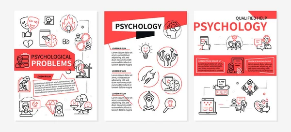 Psychologie- set van lijn design stijl moderne banners — Stockvector