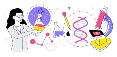 Kimyasal araştırma - renkli çizgi tasarım biçimi illüstrasyonu