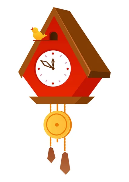 Reloj de cuco - moderno diseño plano estilo único objeto aislado — Vector de stock