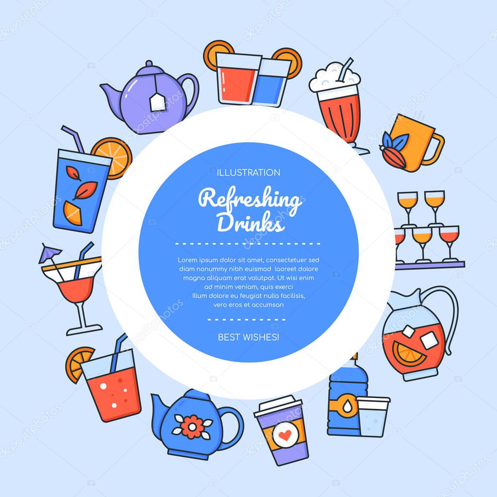 Refreshing drinks - colorful vector flat design style banner