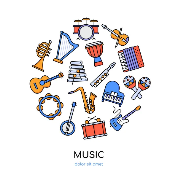 Music collection - vector flat design style banner — Stock Vector