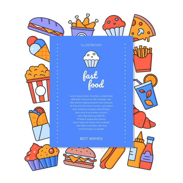 Fast Food - bunte Vektor flache Design-Stil Banner — Stockvektor