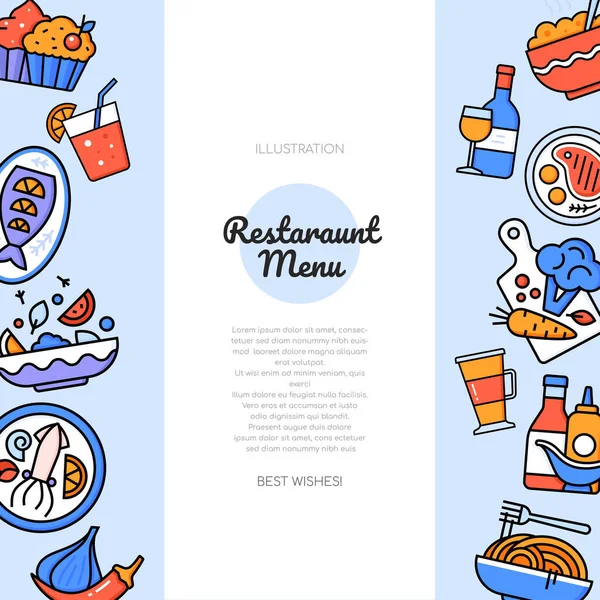 Menu restaurant - bannière vectorielle colorée de style design plat — Image vectorielle