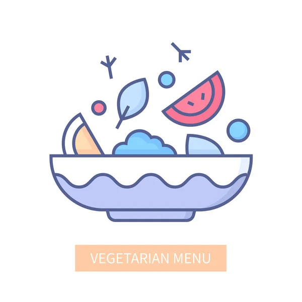 Menú vegetariano - icono de estilo de diseño de línea moderna — Archivo Imágenes Vectoriales