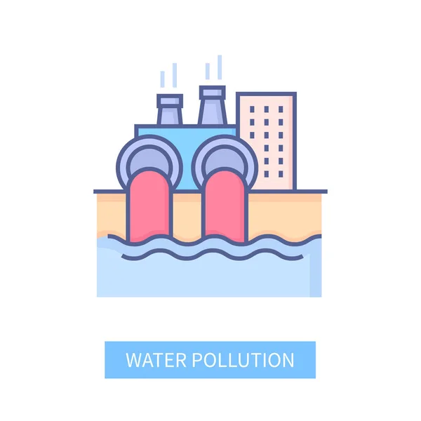 Water pollution - modern line design style icon — Stock Vector