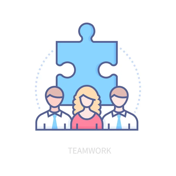 Teamwork - modern colorful line design style icon — Stock Vector