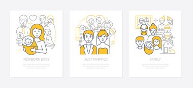 Aile tatilleri - modern çizgi tasarım sancakları