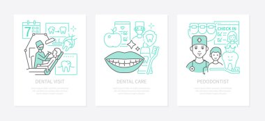 Oral sağlık - modern çizgi tasarım sancakları