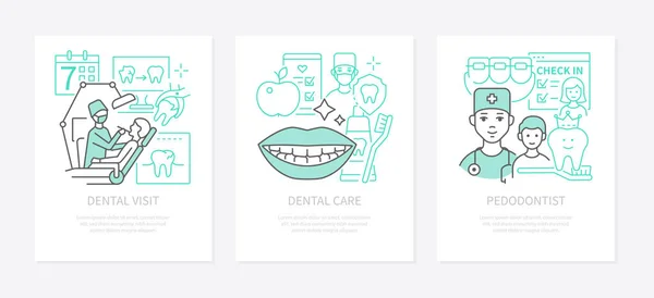 Oral health - modern line design style banners set —  Vetores de Stock