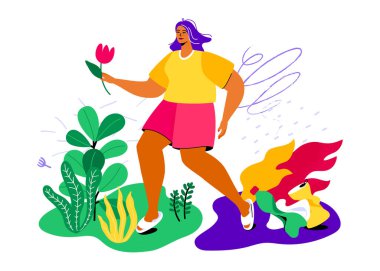 Eko yaşam tarzı - renkli düz tasarım çizimi