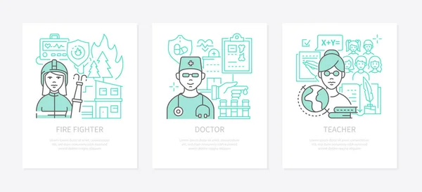 Important professions - modern line design style banners set —  Vetores de Stock