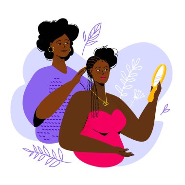 Saçların renkli düz tasarım çizimi mi?