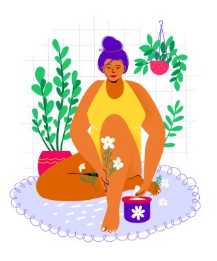 Vücut bakımı - renkli düz tasarım çizimi