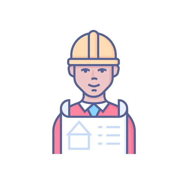 Male engineer - modern colored line design style icon — Stock Vector