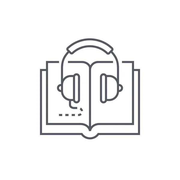 Listen to audiobooks - modern black line design style icon —  Vetores de Stock