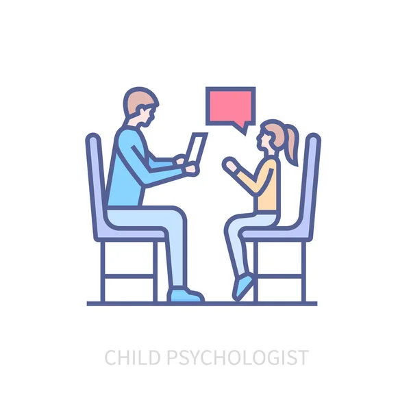 Psychologue enfant - icône de style de conception de ligne de couleur moderne — Image vectorielle