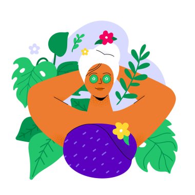 Relax in the SPA - colorful flat design style illustration