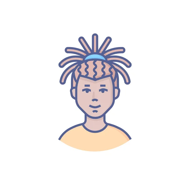 Teen with dreadlocks - modern line design style icon — Vetor de Stock