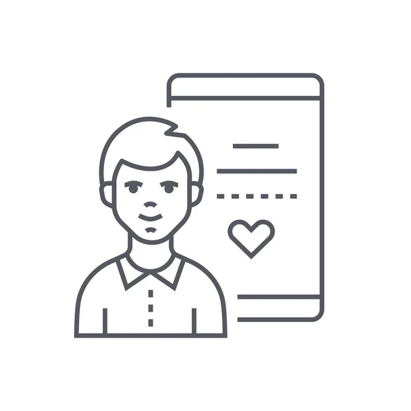 Aplicativo de namoro on-line - ícone de estilo de design de linha preta moderna — Vetor de Stock