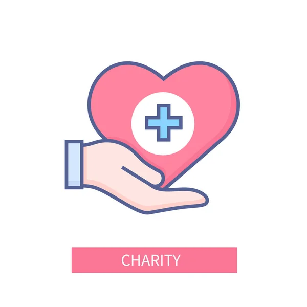 Charity - icona moderna in stile linea colorata — Vettoriale Stock