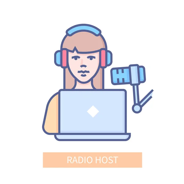 Radio host - modern gekleurde lijn ontwerp stijl pictogram — Stockvector