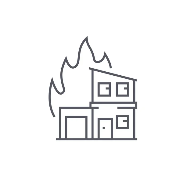 Hus eld - modern svart linje design stil ikon — Stock vektor