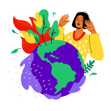 Küresel ısınma - renkli düz tasarım çizimi