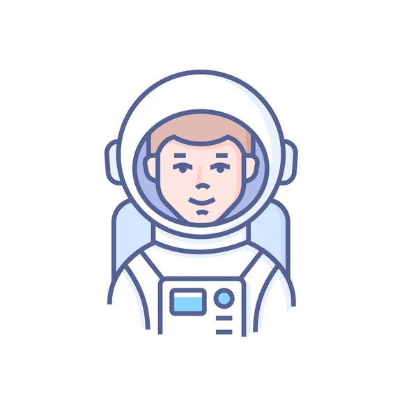 宇宙飛行士-白を基調としたモダンなラインデザインのアイコン — ストックベクタ
