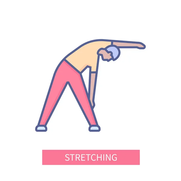 Stretching - modern gekleurde lijn ontwerp stijl pictogram — Stockvector