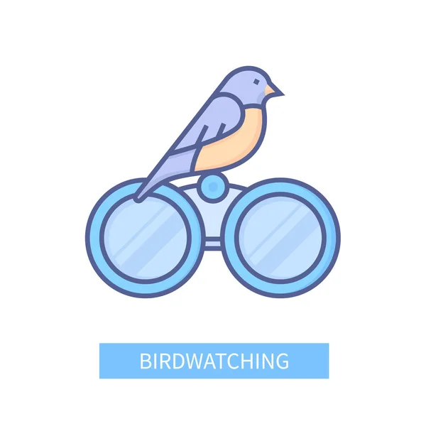 Birdwatching - modern gekleurde lijn ontwerp stijl pictogram — Stockvector