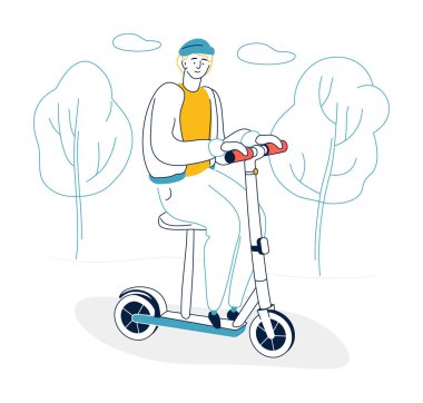 Çevre dostu ulaşım - modern düz tasarım çizimi