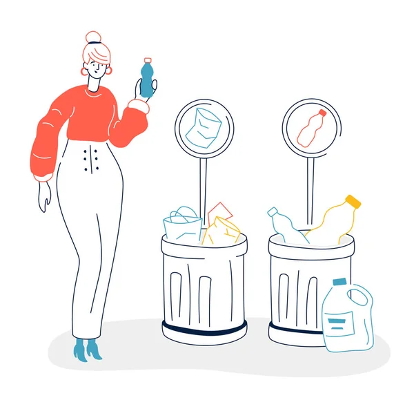 Sortowanie odpadów - nowoczesny płaski design styl ilustracji — Wektor stockowy