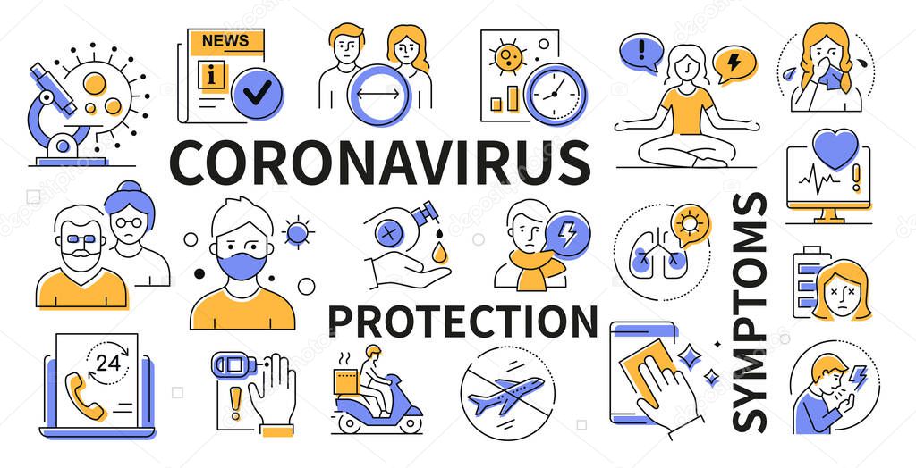 Coronavirus protection - modern flat design style web banner
