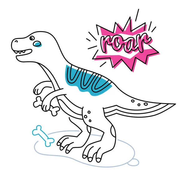 Tyrannosaurus dino - illustration de style design de ligne avec trait modifiable — Image vectorielle